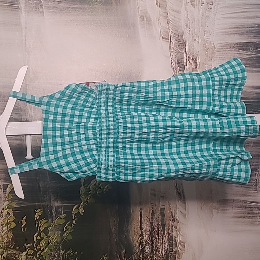 New with tags! Cat & Jack Girls teal plaid summer flowy sleeveless sun dress